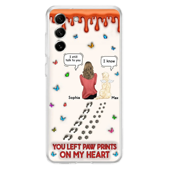 Custom Personalized Memorial Pet Phone Case - Memorial Gift Idea For Pet Owner - Case For iPhone/ Samsung - You Left Paw Prints On My Heart