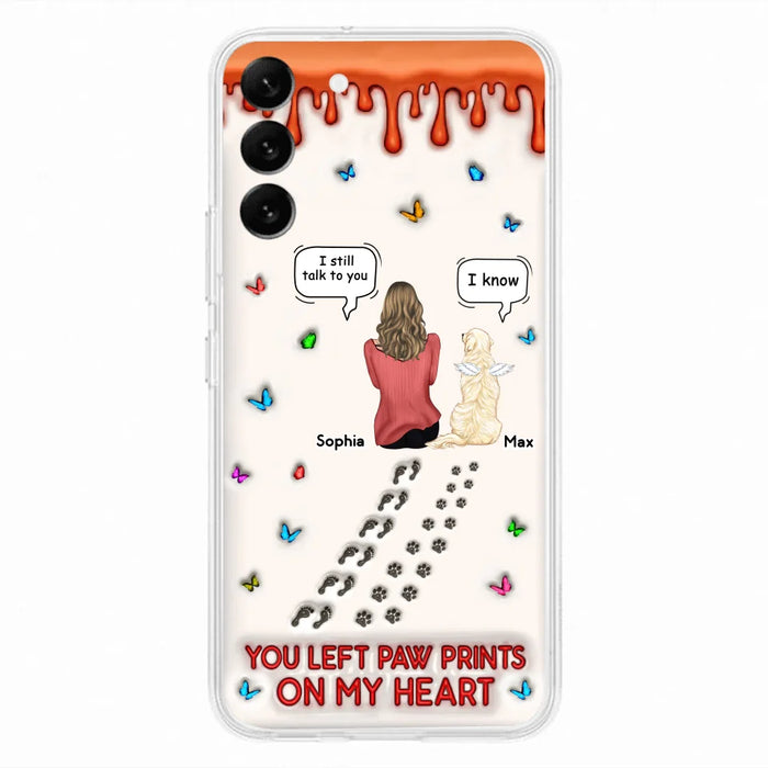 Custom Personalized Memorial Pet Phone Case - Memorial Gift Idea For Pet Owner - Case For iPhone/ Samsung - You Left Paw Prints On My Heart