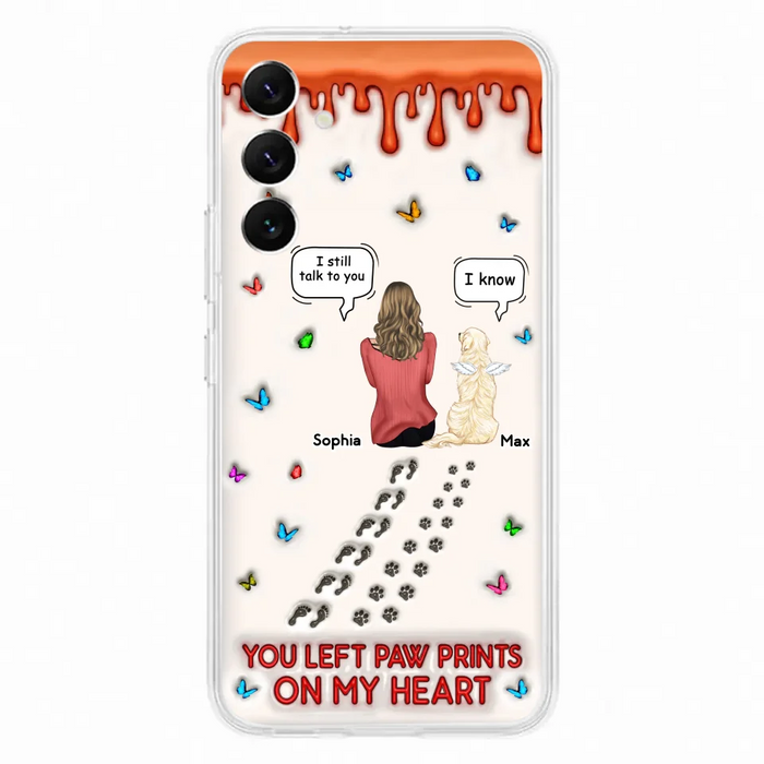 Custom Personalized Memorial Pet Phone Case - Memorial Gift Idea For Pet Owner - Case For iPhone/ Samsung - You Left Paw Prints On My Heart