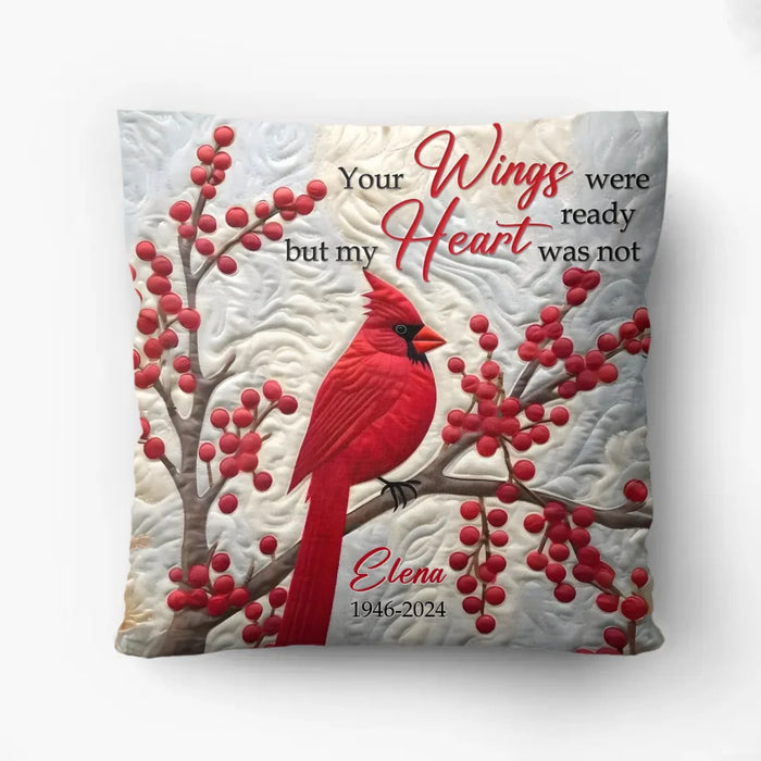 Custom Personalized Memorial Christmas Quilt/ Fleece Throw Blanket/ Pillow Cover - Memorial Gift Idea - Your Wings Were Ready But My Heart Was Not