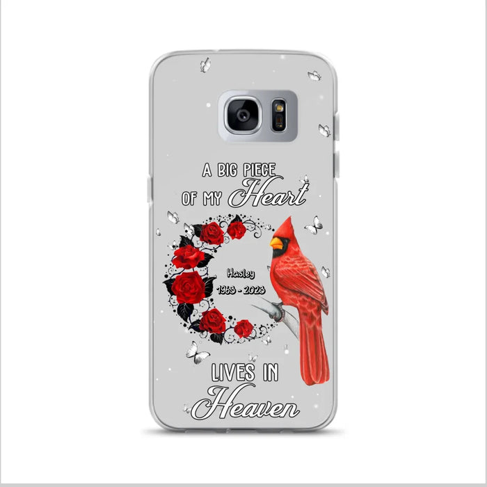 Personalized Memorial Cardinal Phone Case - Memorial Gift Idea For Family - A Big Piece Of My Heart Lives In Heaven - Case For iPhone/Samsung