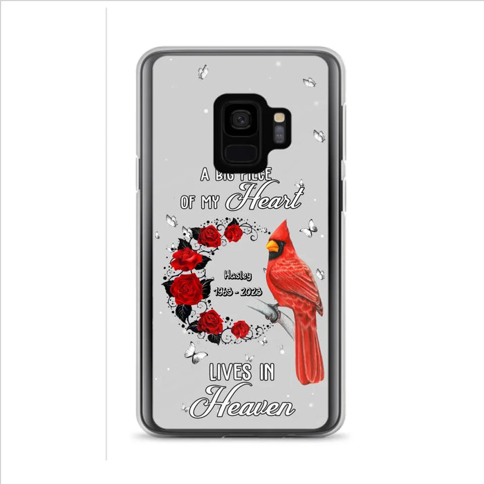 Personalized Memorial Cardinal Phone Case - Memorial Gift Idea For Family - A Big Piece Of My Heart Lives In Heaven - Case For iPhone/Samsung