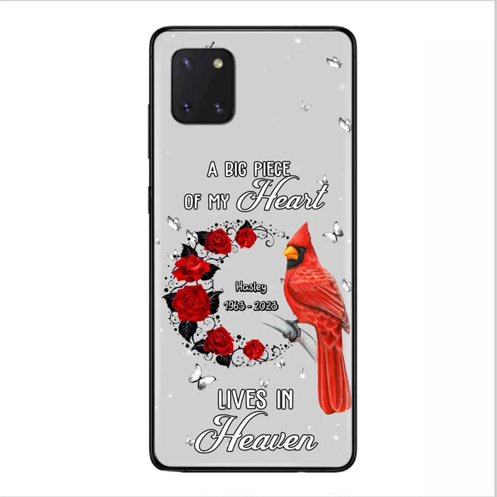 Personalized Memorial Cardinal Phone Case - Memorial Gift Idea For Family - A Big Piece Of My Heart Lives In Heaven - Case For iPhone/Samsung