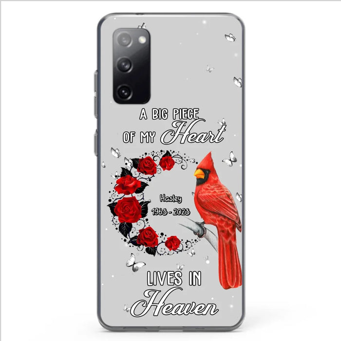 Personalized Memorial Cardinal Phone Case - Memorial Gift Idea For Family - A Big Piece Of My Heart Lives In Heaven - Case For iPhone/Samsung