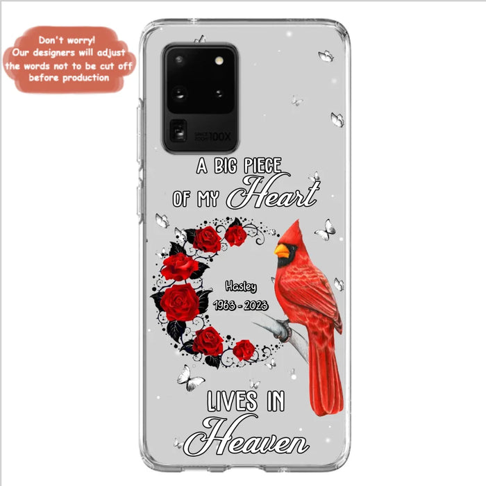 Personalized Memorial Cardinal Phone Case - Memorial Gift Idea For Family - A Big Piece Of My Heart Lives In Heaven - Case For iPhone/Samsung