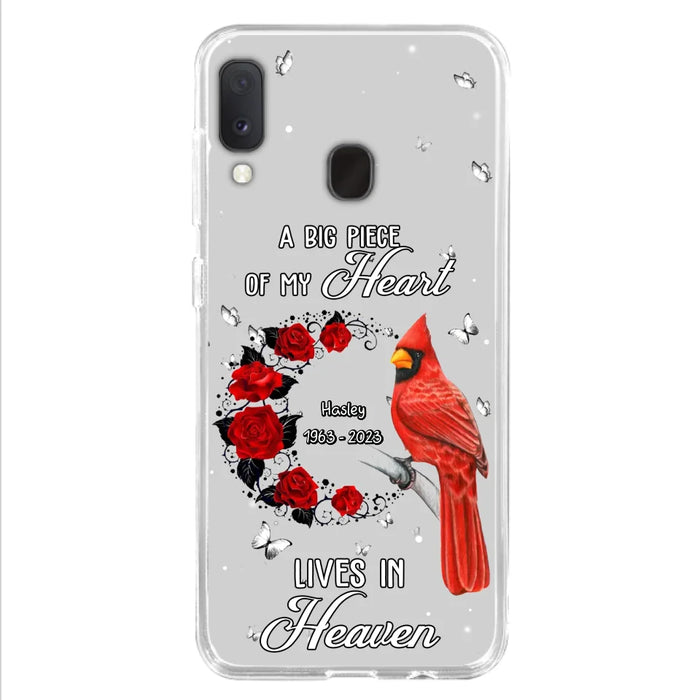 Personalized Memorial Cardinal Phone Case - Memorial Gift Idea For Family - A Big Piece Of My Heart Lives In Heaven - Case For iPhone/Samsung