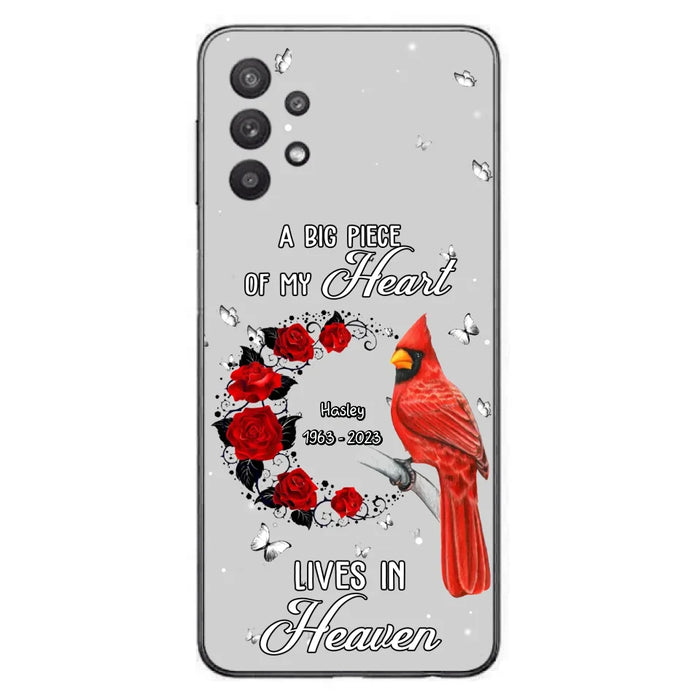 Personalized Memorial Cardinal Phone Case - Memorial Gift Idea For Family - A Big Piece Of My Heart Lives In Heaven - Case For iPhone/Samsung