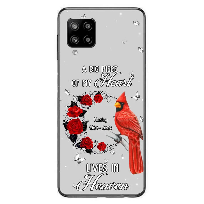 Personalized Memorial Cardinal Phone Case - Memorial Gift Idea For Family - A Big Piece Of My Heart Lives In Heaven - Case For iPhone/Samsung