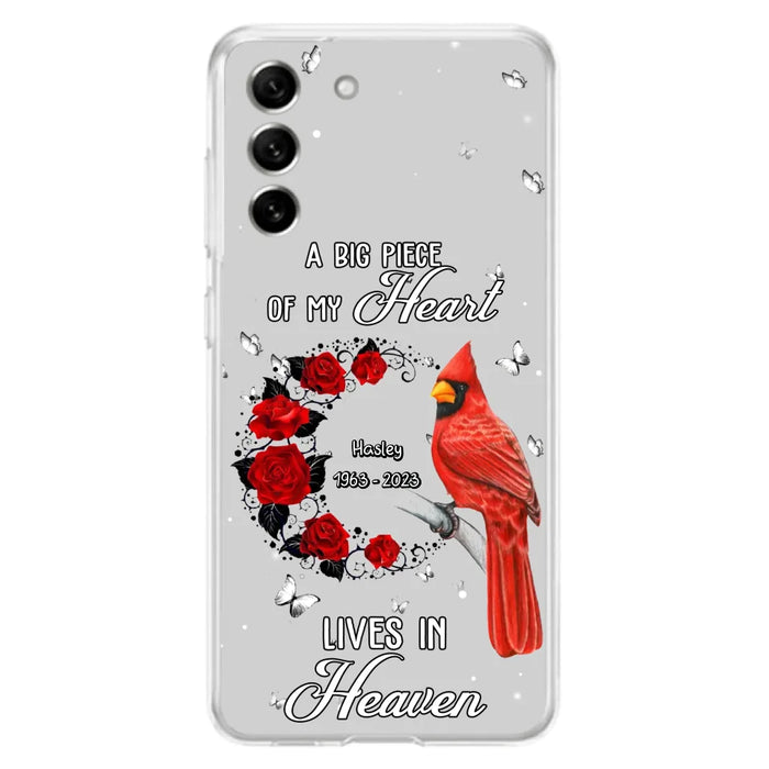 Personalized Memorial Cardinal Phone Case - Memorial Gift Idea For Family - A Big Piece Of My Heart Lives In Heaven - Case For iPhone/Samsung