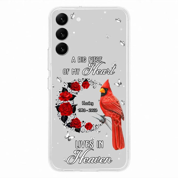 Personalized Memorial Cardinal Phone Case - Memorial Gift Idea For Family - A Big Piece Of My Heart Lives In Heaven - Case For iPhone/Samsung