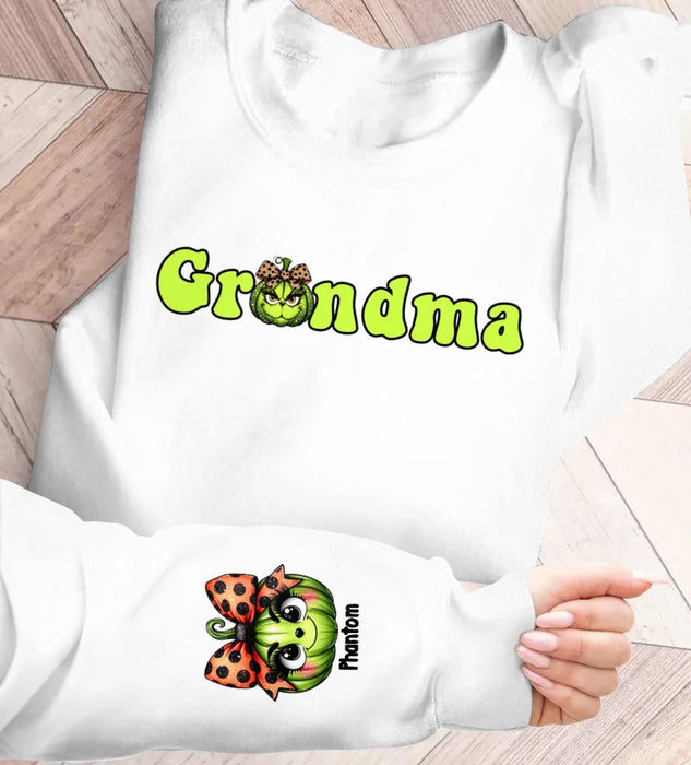 Custom Personalized Grinc Mama/ Grandma AOP Sweater - Up to 6 Kids - Halloween Gift Idea For  Mother/ Grandmother