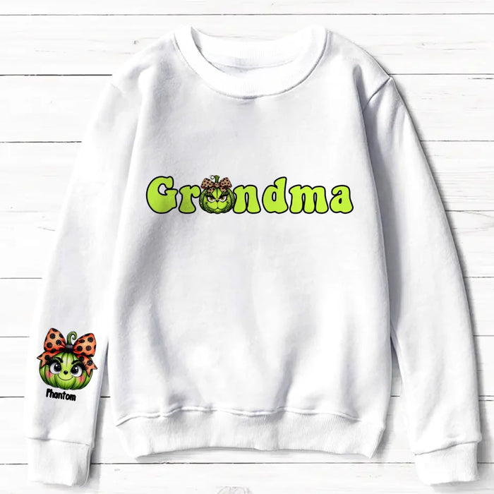 Custom Personalized Grinc Mama/ Grandma AOP Sweater - Up to 6 Kids - Halloween Gift Idea For  Mother/ Grandmother