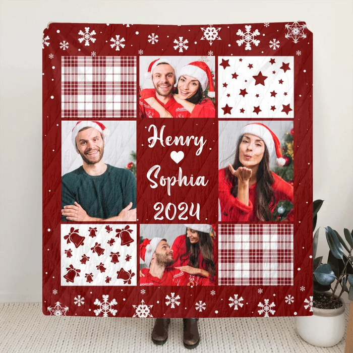 Custom Personalized Couple Quilt/ Fleece Throw Blanket - Christmas Gift Idea For Couple - Upload Photo