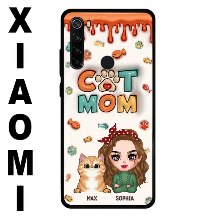 Custom Personalized Cat Mom Oppo/ Xiaomi/ Huawei Phone Case - Christmas Gift Idea For Cat Lover - Upto 4 Cats