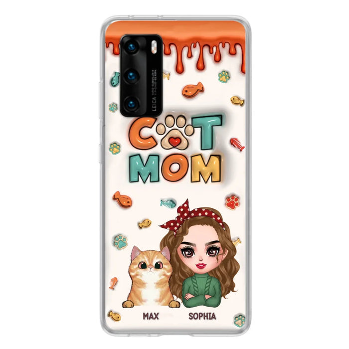 Custom Personalized Cat Mom Oppo/ Xiaomi/ Huawei Phone Case - Christmas Gift Idea For Cat Lover - Upto 4 Cats