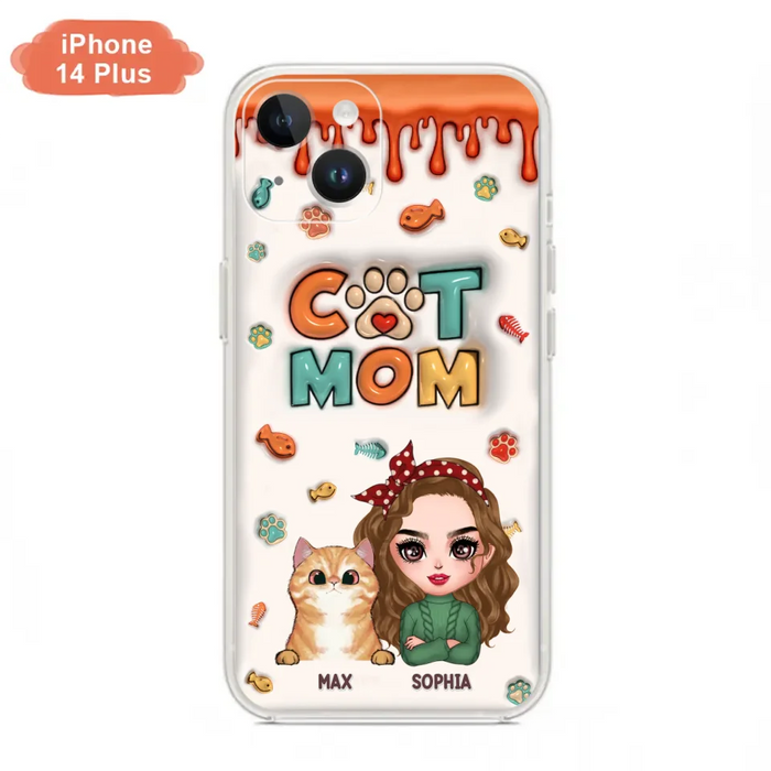 Custom Personalized Cat Mom iPhone/ Samsung Phone Case - Christmas Gift Idea For Cat Lover - Upto 4 Cats