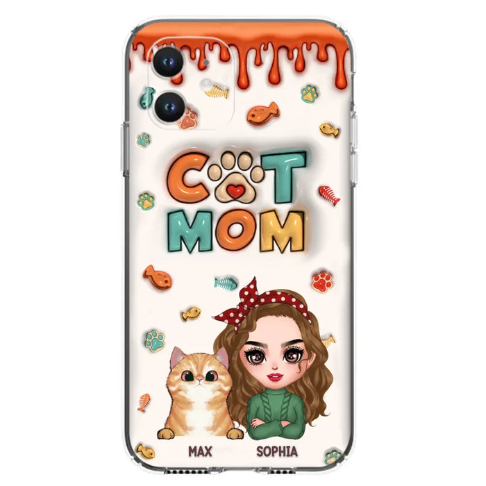 Custom Personalized Cat Mom iPhone/ Samsung Phone Case - Christmas Gift Idea For Cat Lover - Upto 4 Cats