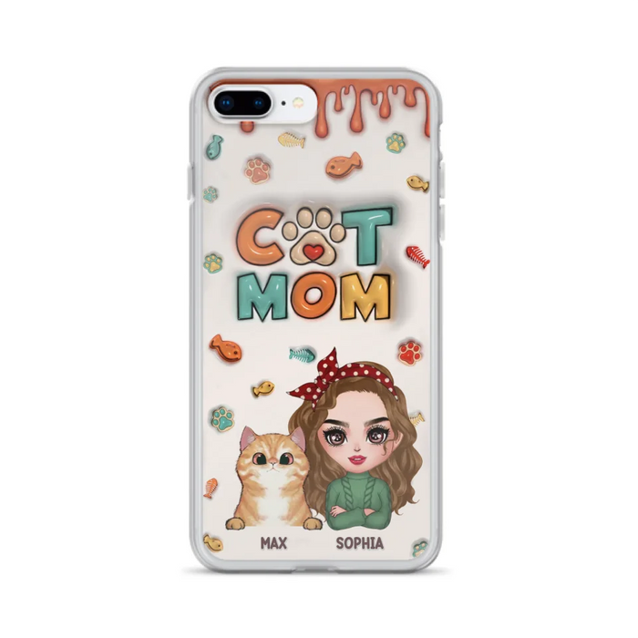 Custom Personalized Cat Mom iPhone/ Samsung Phone Case - Christmas Gift Idea For Cat Lover - Upto 4 Cats