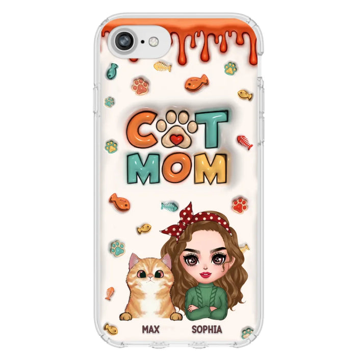 Custom Personalized Cat Mom iPhone/ Samsung Phone Case - Christmas Gift Idea For Cat Lover - Upto 4 Cats