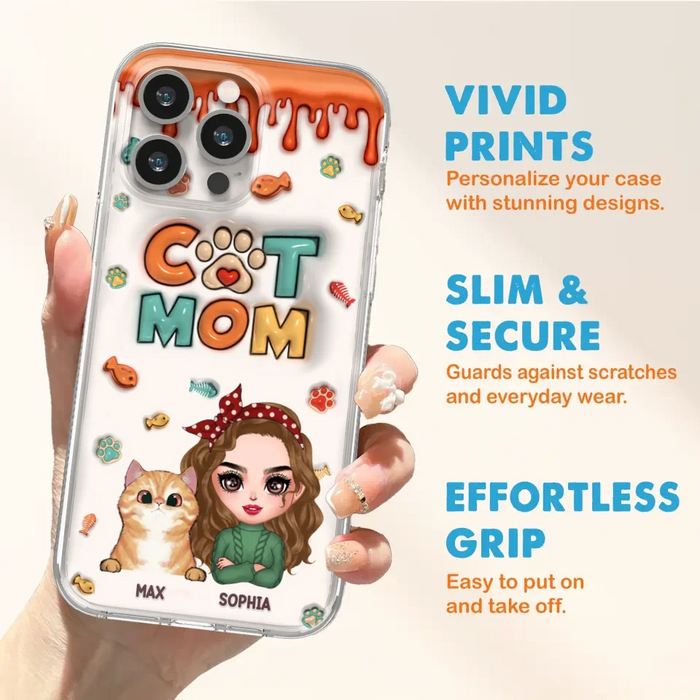 Custom Personalized Cat Mom iPhone/ Samsung Phone Case - Christmas Gift Idea For Cat Lover - Upto 4 Cats