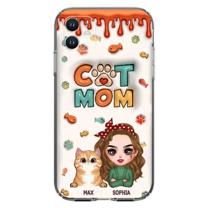 Custom Personalized Cat Mom iPhone/ Samsung Phone Case - Christmas Gift Idea For Cat Lover - Upto 4 Cats