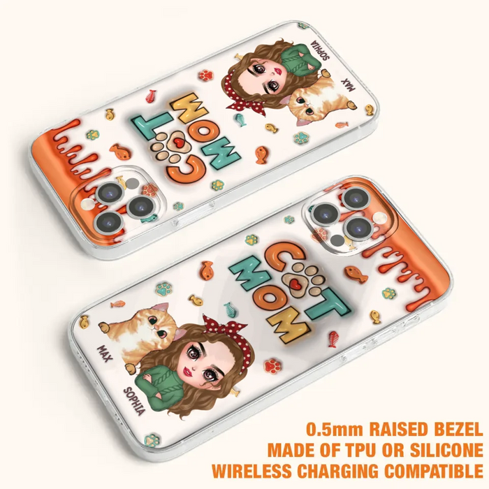 Custom Personalized Cat Mom iPhone/ Samsung Phone Case - Christmas Gift Idea For Cat Lover - Upto 4 Cats