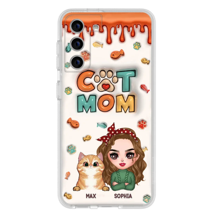 Custom Personalized Cat Mom iPhone/ Samsung Phone Case - Christmas Gift Idea For Cat Lover - Upto 4 Cats