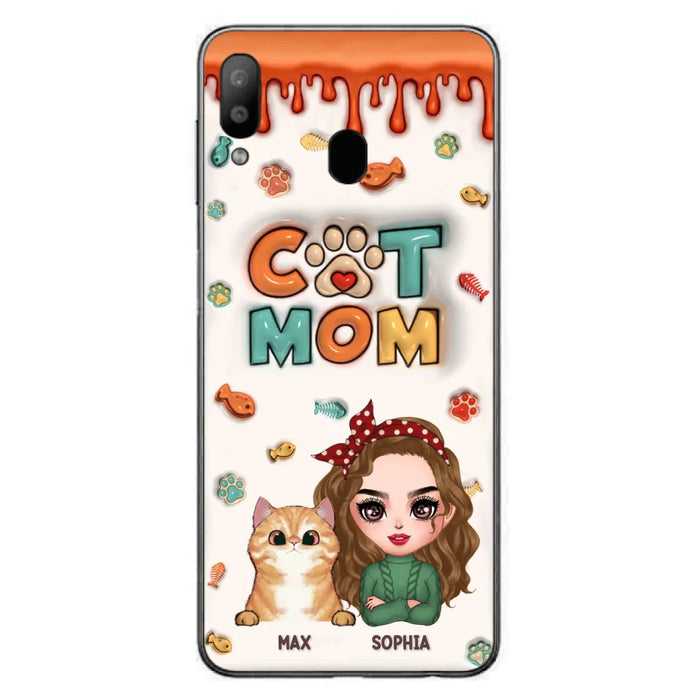 Custom Personalized Cat Mom iPhone/ Samsung Phone Case - Christmas Gift Idea For Cat Lover - Upto 4 Cats