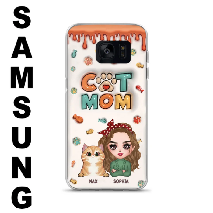 Custom Personalized Cat Mom iPhone/ Samsung Phone Case - Christmas Gift Idea For Cat Lover - Upto 4 Cats