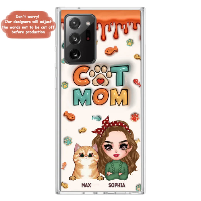 Custom Personalized Cat Mom iPhone/ Samsung Phone Case - Christmas Gift Idea For Cat Lover - Upto 4 Cats