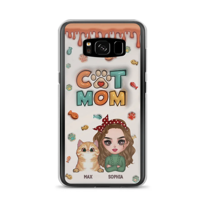 Custom Personalized Cat Mom iPhone/ Samsung Phone Case - Christmas Gift Idea For Cat Lover - Upto 4 Cats