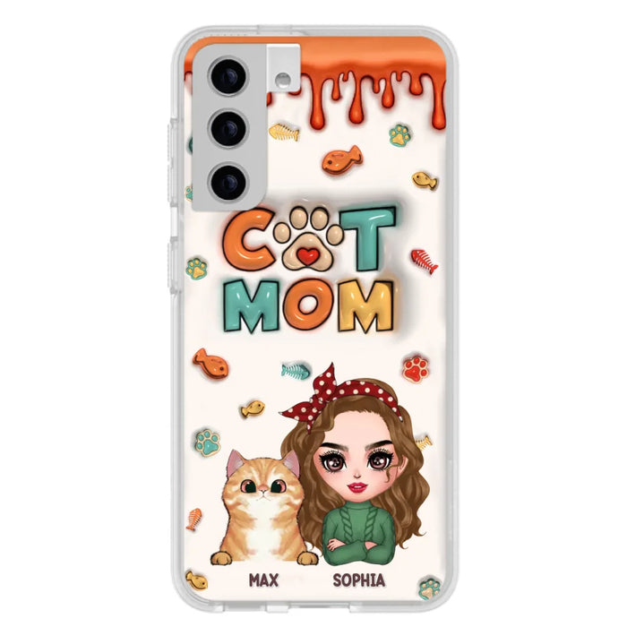 Custom Personalized Cat Mom iPhone/ Samsung Phone Case - Christmas Gift Idea For Cat Lover - Upto 4 Cats