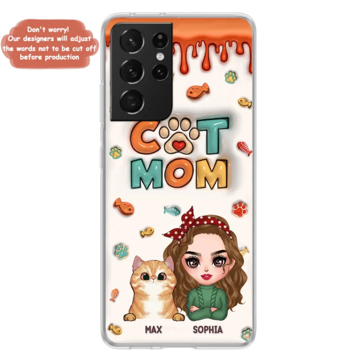 Custom Personalized Cat Mom iPhone/ Samsung Phone Case - Christmas Gift Idea For Cat Lover - Upto 4 Cats