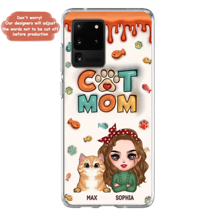 Custom Personalized Cat Mom iPhone/ Samsung Phone Case - Christmas Gift Idea For Cat Lover - Upto 4 Cats