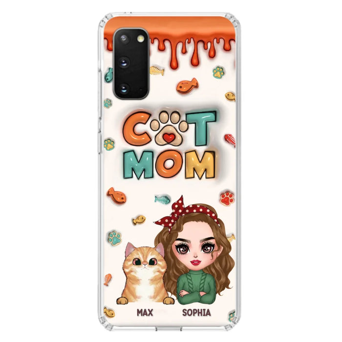 Custom Personalized Cat Mom iPhone/ Samsung Phone Case - Christmas Gift Idea For Cat Lover - Upto 4 Cats