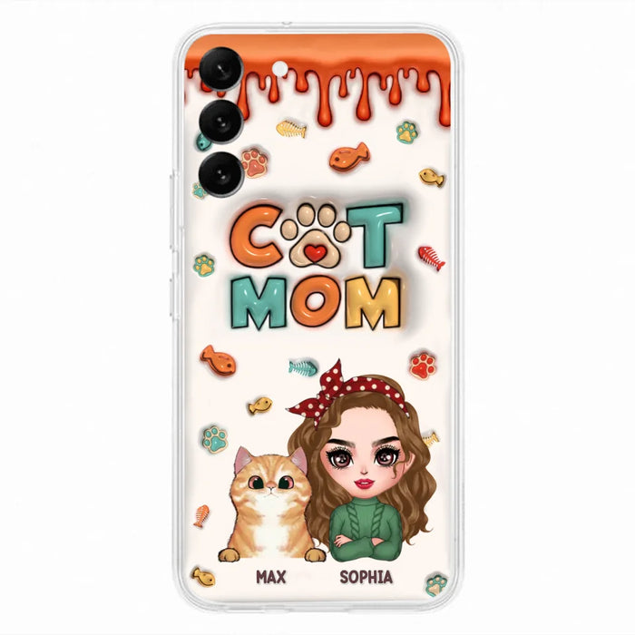 Custom Personalized Cat Mom iPhone/ Samsung Phone Case - Christmas Gift Idea For Cat Lover - Upto 4 Cats