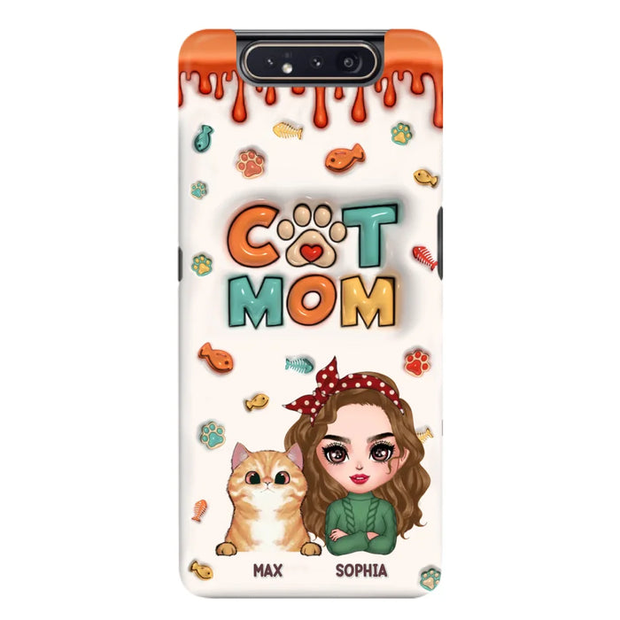 Custom Personalized Cat Mom iPhone/ Samsung Phone Case - Christmas Gift Idea For Cat Lover - Upto 4 Cats