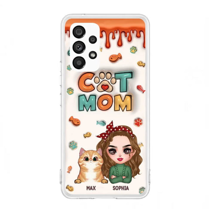 Custom Personalized Cat Mom iPhone/ Samsung Phone Case - Christmas Gift Idea For Cat Lover - Upto 4 Cats