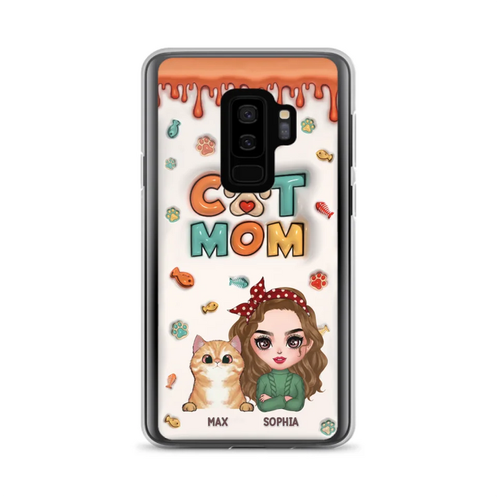 Custom Personalized Cat Mom iPhone/ Samsung Phone Case - Christmas Gift Idea For Cat Lover - Upto 4 Cats