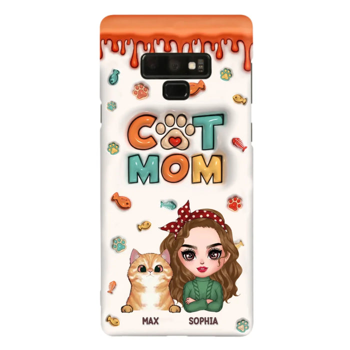 Custom Personalized Cat Mom iPhone/ Samsung Phone Case - Christmas Gift Idea For Cat Lover - Upto 4 Cats