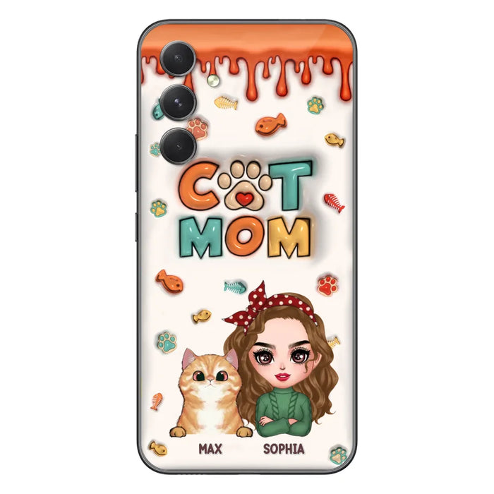 Custom Personalized Cat Mom iPhone/ Samsung Phone Case - Christmas Gift Idea For Cat Lover - Upto 4 Cats