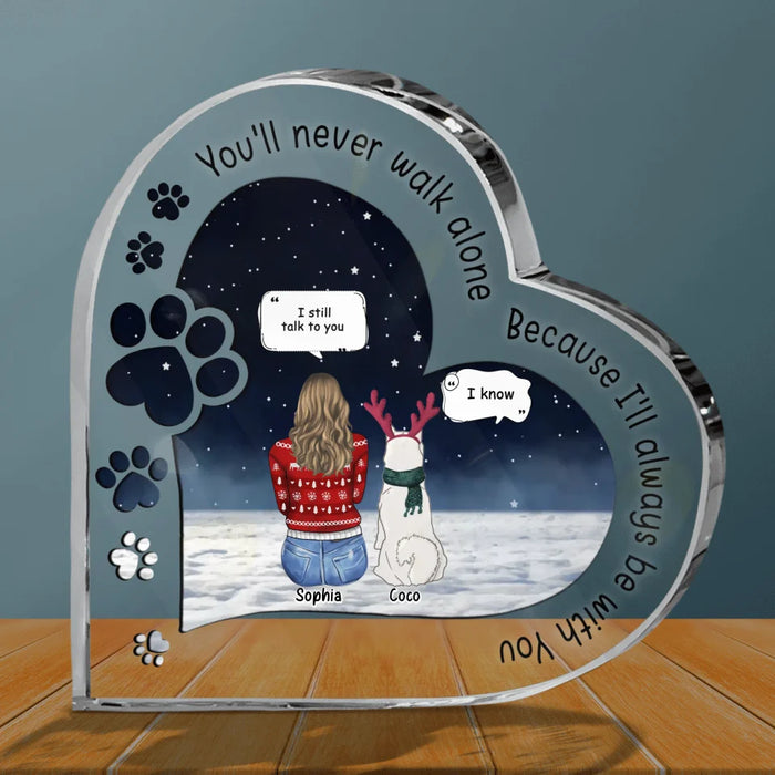 Custom Personalized Memorial Pet Crystal Heart - Memorial Gift Idea For Dog/ Cat Lover - Never Walk Alone