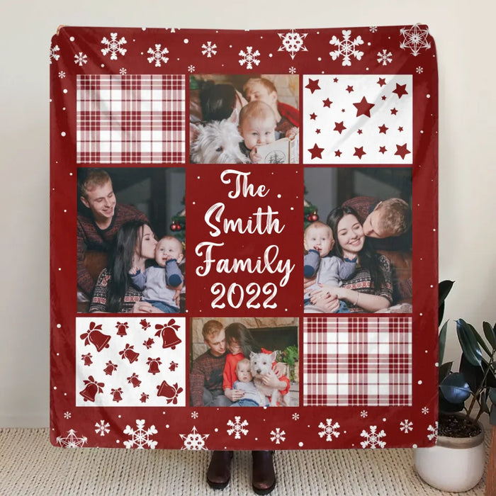 Custom Personalized Family Quilt/ Fleece Throw Blanket - Christmas Gift Idea For Couple - Upload Photo