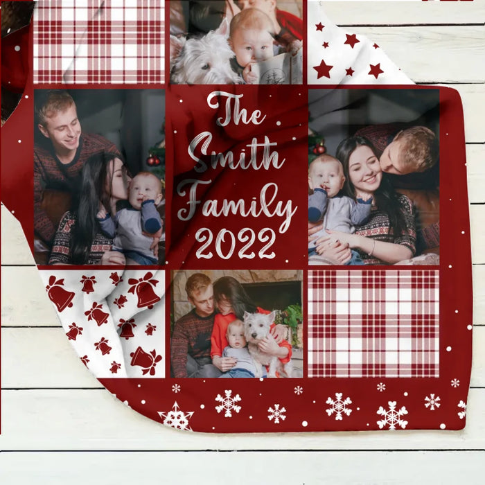 Custom Personalized Family Quilt/ Fleece Throw Blanket - Christmas Gift Idea For Couple - Upload Photo