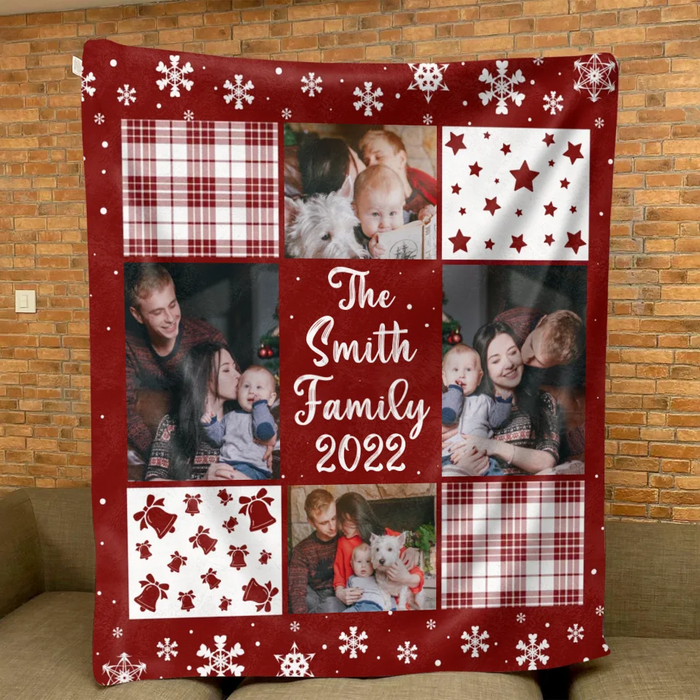 Custom Personalized Family Quilt/ Fleece Throw Blanket - Christmas Gift Idea For Couple - Upload Photo