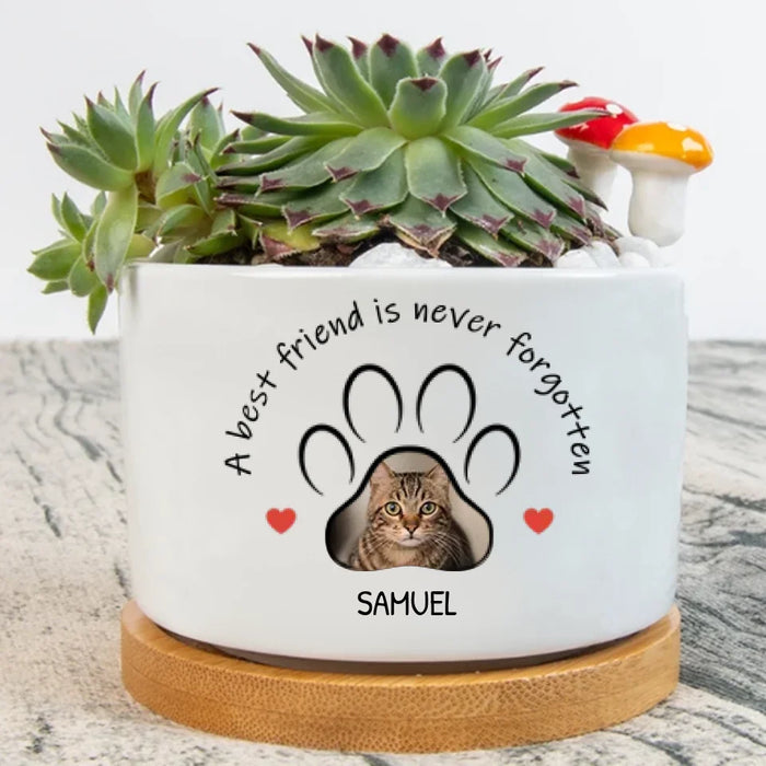 Personalized Memorial Plant Pot - Gift Idea For Gardening Lovers/ Dog Lovers/ Cat Lovers - Upload Dog/ Cat Photo - A Best Friend Is Never Forgotten