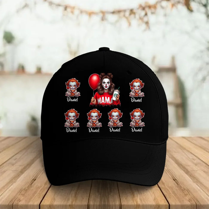 Custom Personalized Horror Mom Baseball Cap - Halloween Gift Idea For Mom with up to 6 Kids