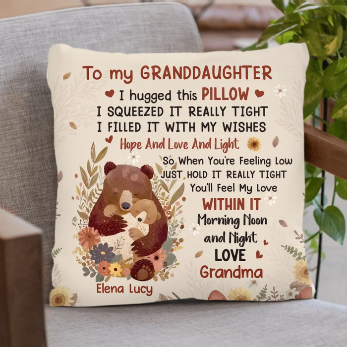 Custom Personalized To My Granddaughter Quilt/ Fleece Throw Blanket/ Pillow Cover - Gift Idea For Grandma/ Grandkids - When You're Feeling Low Just Hold It Really Tight