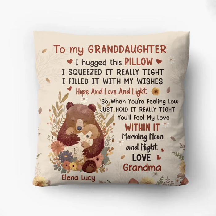 Custom Personalized To My Granddaughter Quilt/ Fleece Throw Blanket/ Pillow Cover - Gift Idea For Grandma/ Grandkids - When You're Feeling Low Just Hold It Really Tight