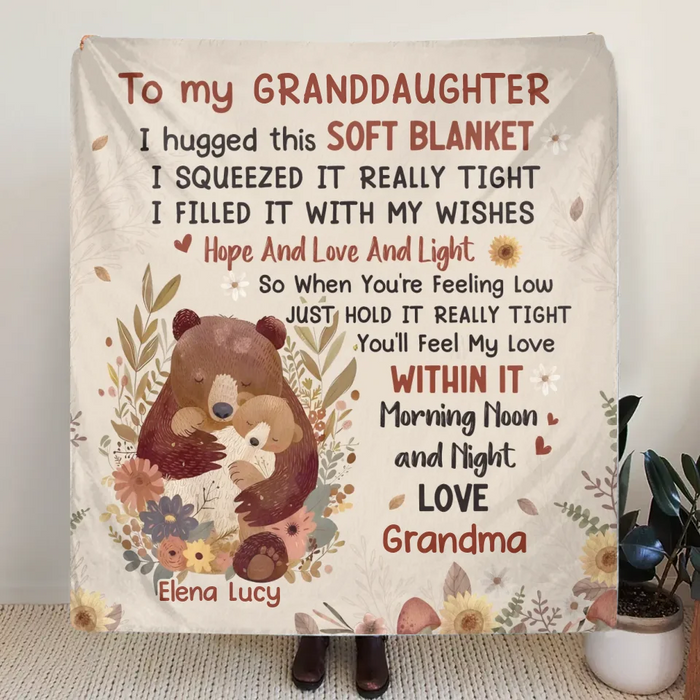 Custom Personalized To My Granddaughter Quilt/ Fleece Throw Blanket/ Pillow Cover - Gift Idea For Grandma/ Grandkids - When You're Feeling Low Just Hold It Really Tight